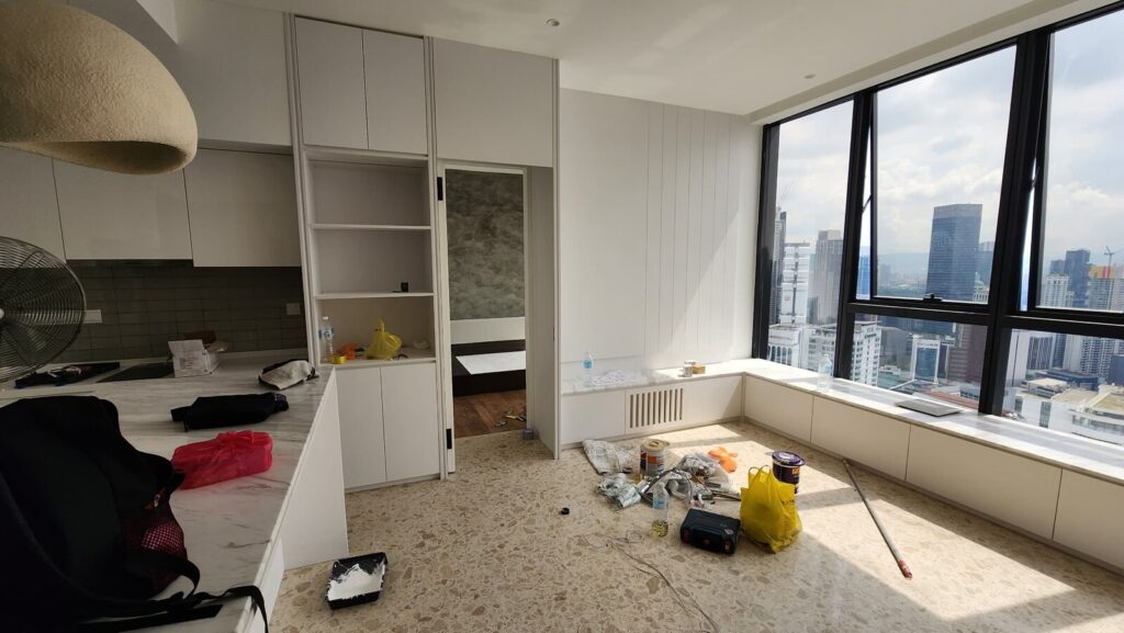 Built-in wardrobes and luxury renovation. Pavilion Ceylon Hill Suites, Kuala Lumpur.