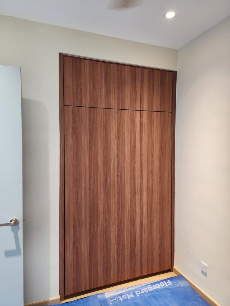 Custom wood-veneer carpentry. Resident Ruby, Sea Park, Petaling Jaya, Selangor.